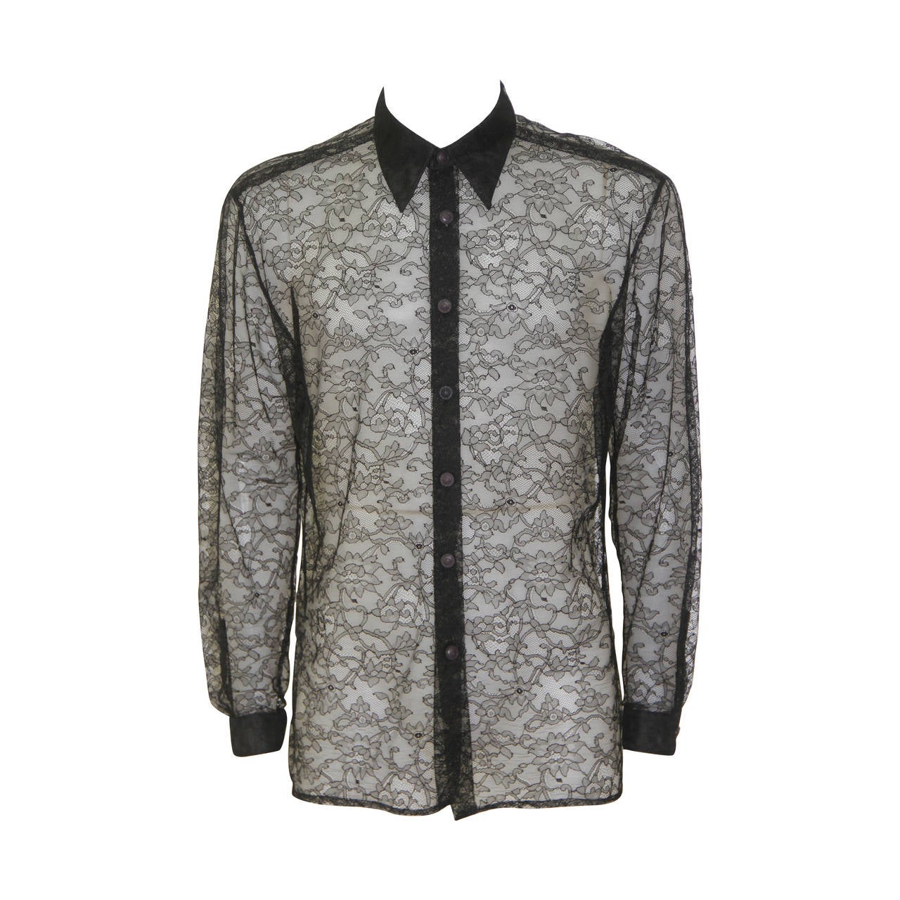 Iconic Gianni Versace Silk Lace Punk Collection Shirt Spring 1994 For Sale