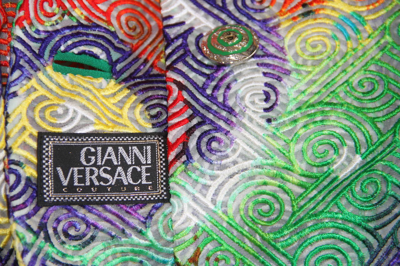 Black Gianni Versace Laser-Cut Jacket Spring 1994 For Sale