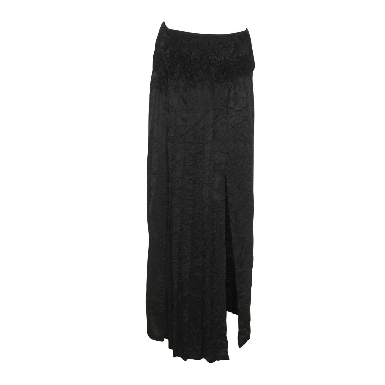 Gianni Versace Punk Lace Waistband Long Silk Skirt Spring 1994 For Sale
