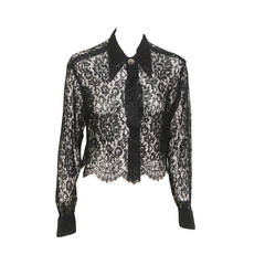 Gianni Versace Punk Lace Sheer Cropped Blouse Spring 1994