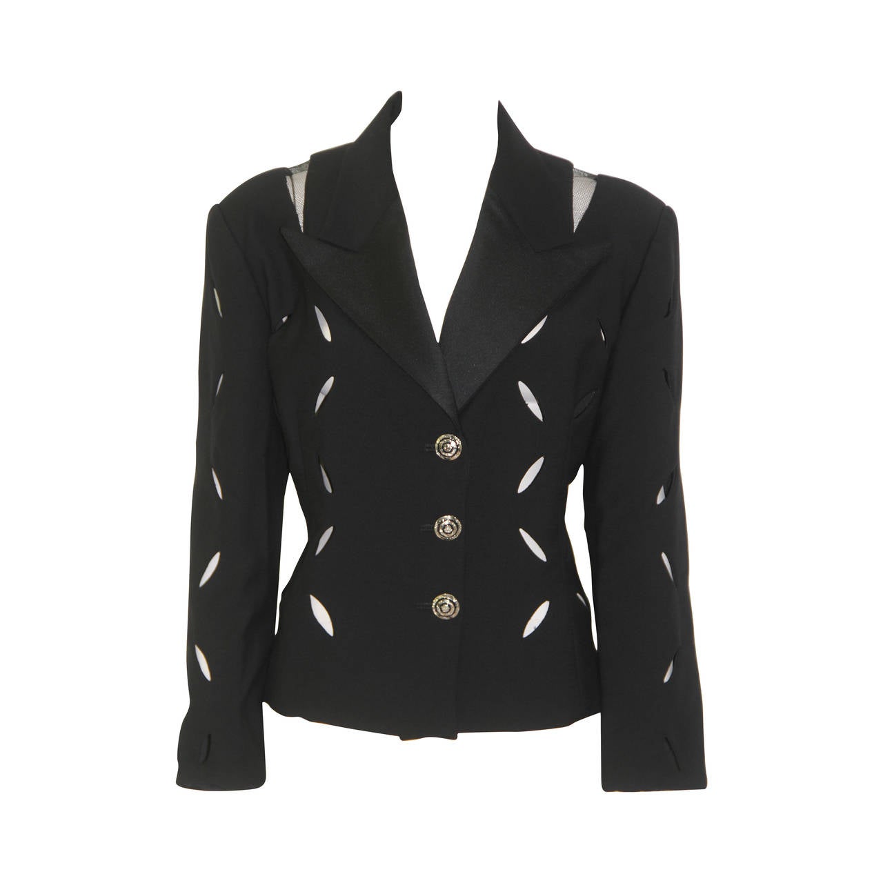 Gianni Versace Punk Cut-Out Tuxedo Evening Jacket Spring 1994 For Sale