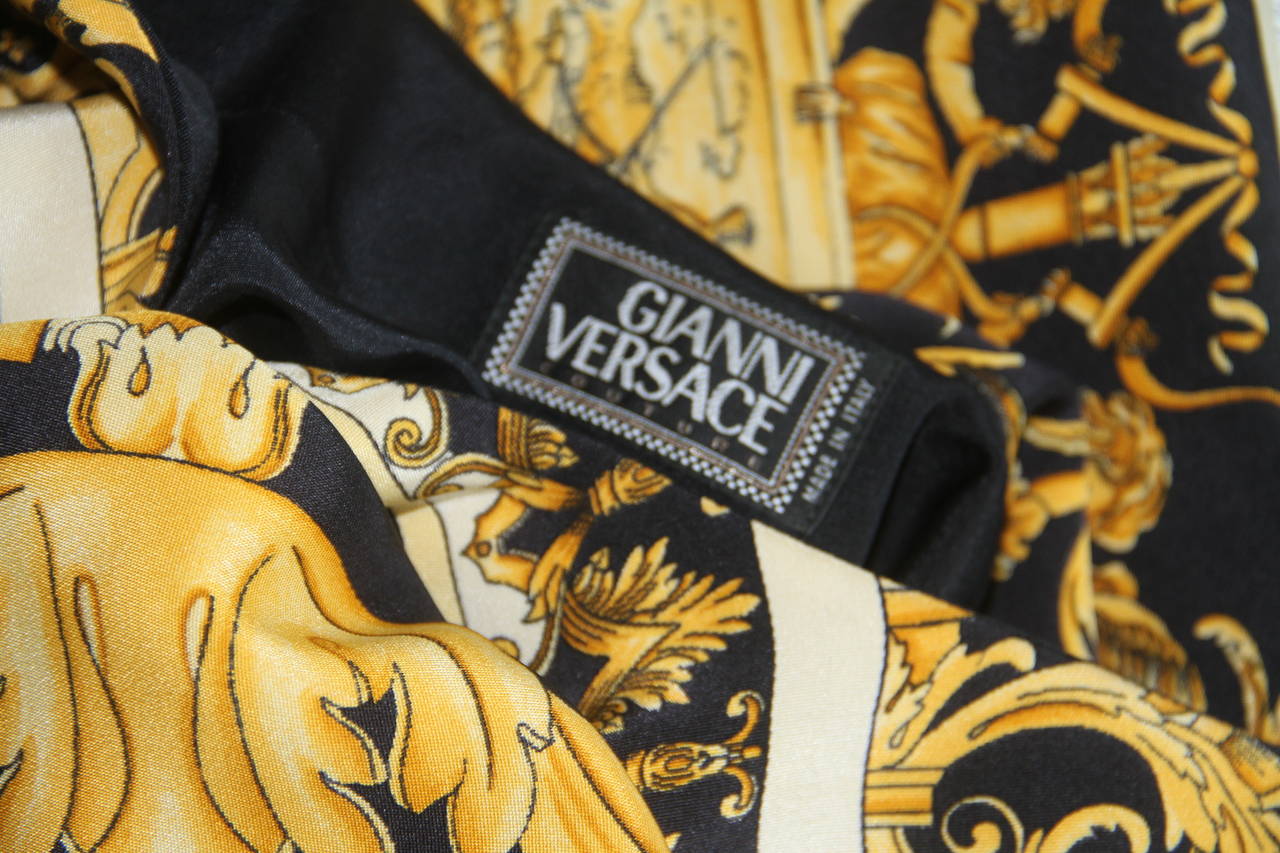 Brown Iconic Gianni Versace Baroque Printed Silk Shift Dress Spring 1992 For Sale