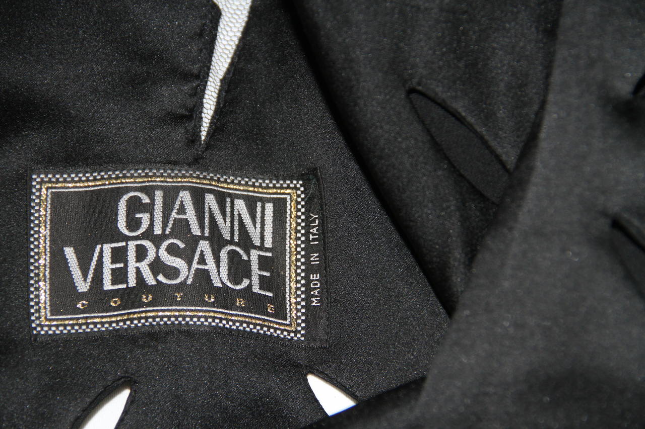 Black Gianni Versace Punk Cut-Out Tuxedo Evening Jacket Spring 1994 For Sale