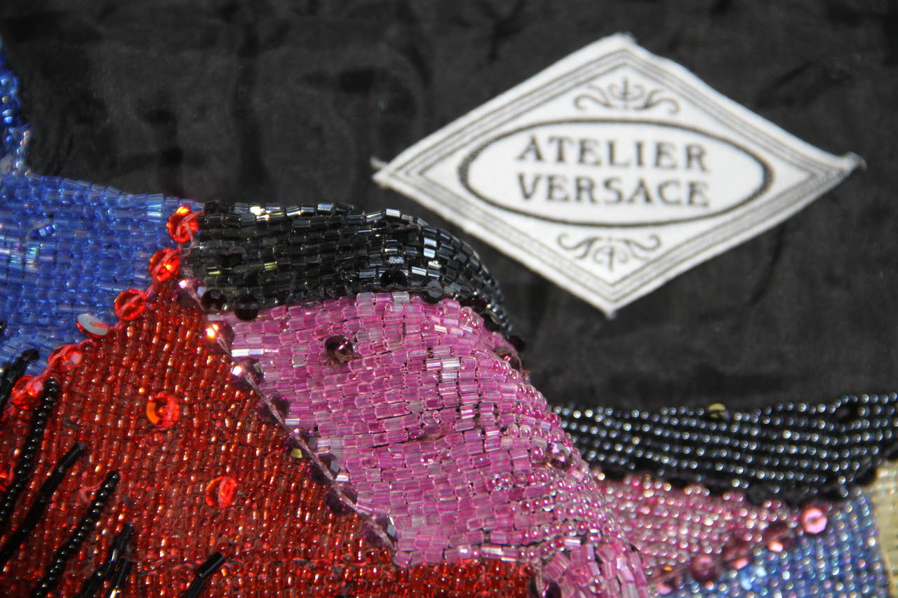 Museum Quality Atelier Versace Beaded Fringed Silk Bustier Fall 1990 In New Condition For Sale In W1, GB