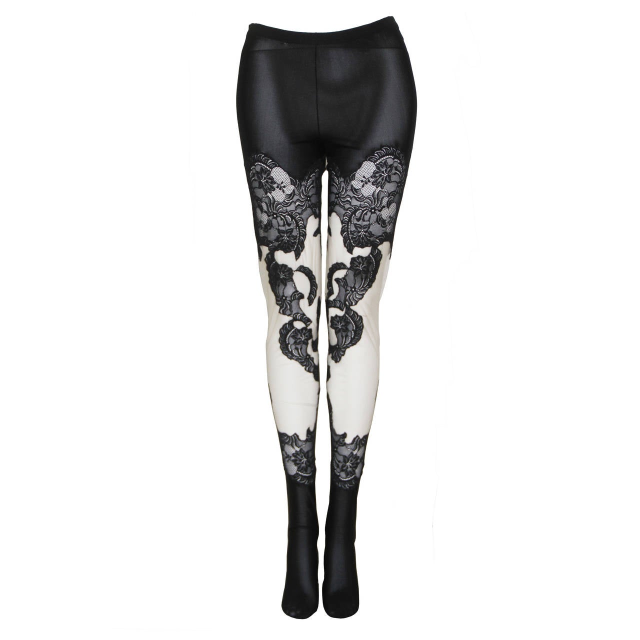 Atelier Versace Punk Silk Lace Sheer Leggings Fall 1993 For Sale