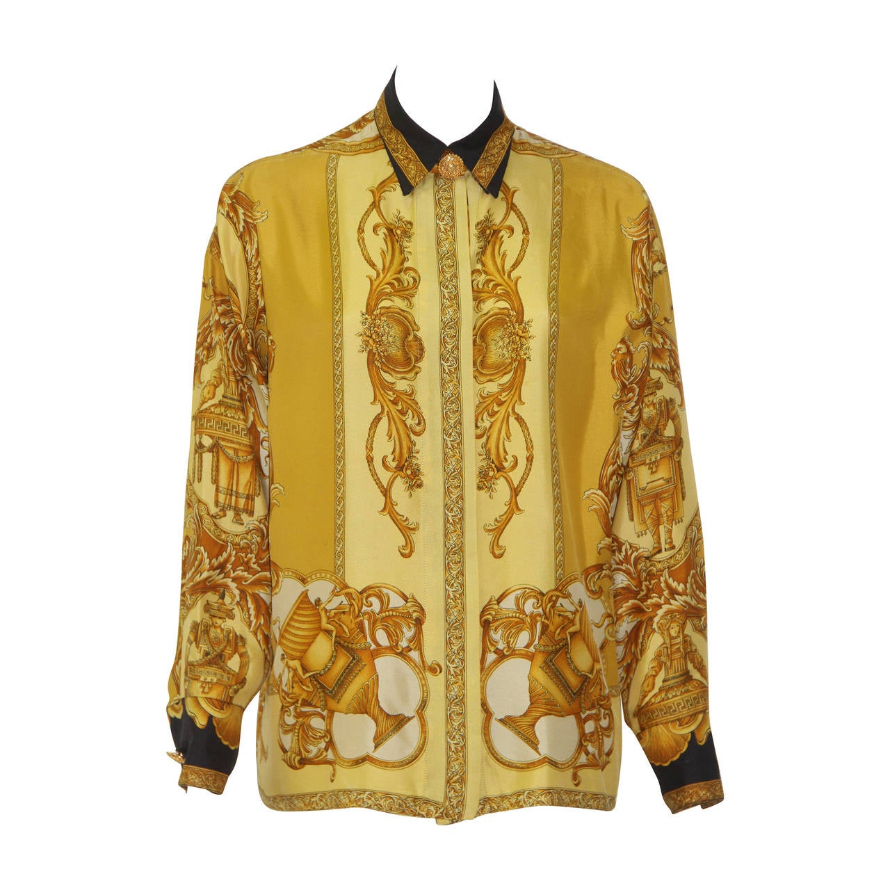 Gianni Versace Bondage Collection Baroque Printed Blouse Fall 1992 For Sale
