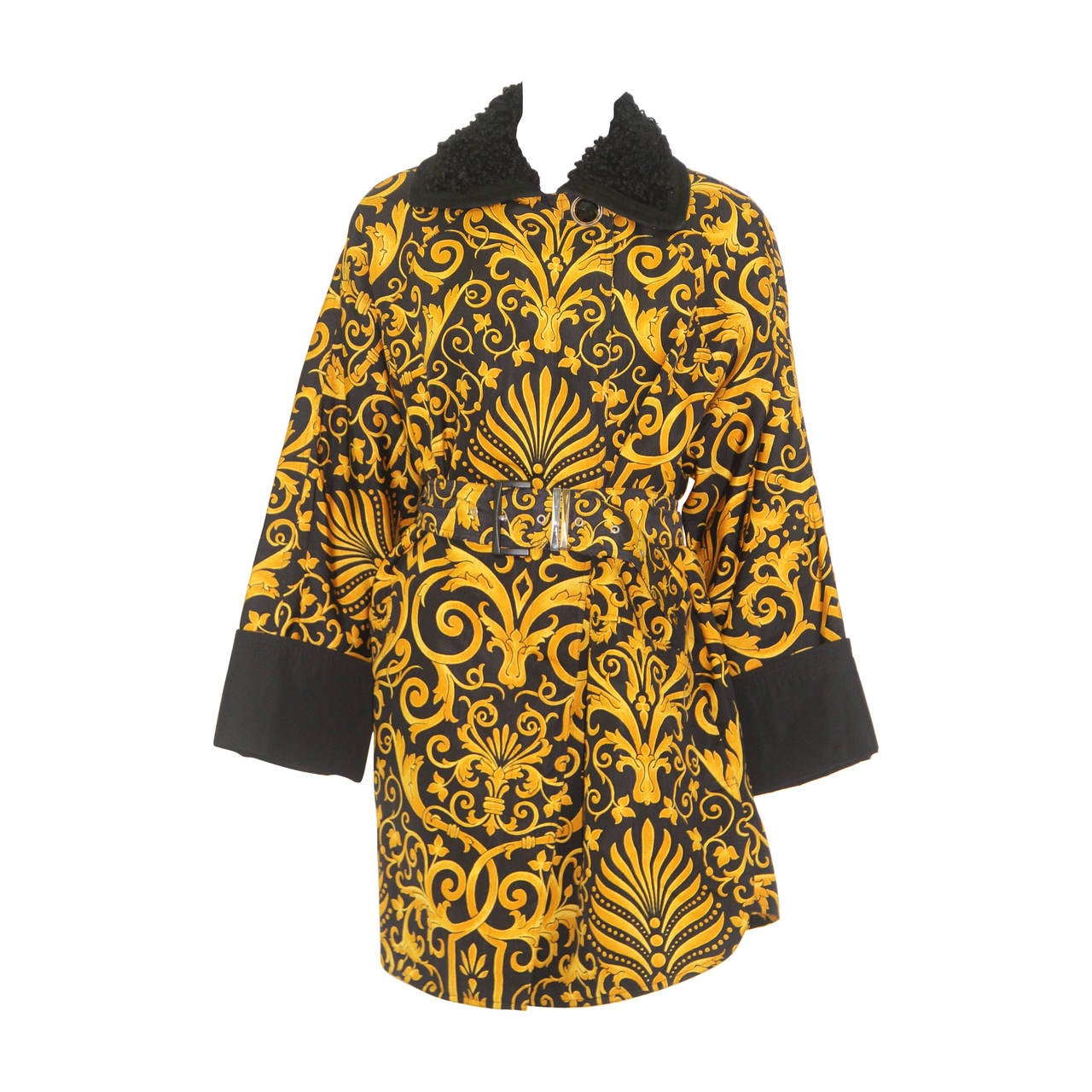 Gianni Versace Baroque Printed Silk Raincoat Fall 1991 For Sale