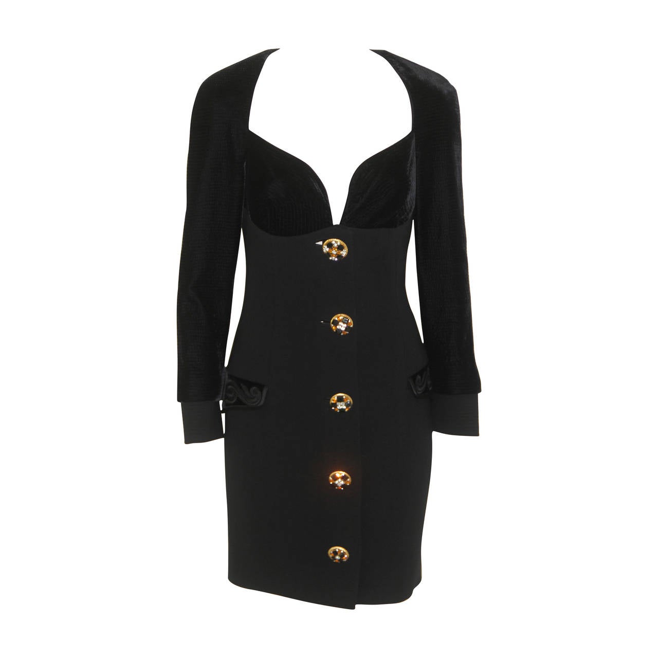 Gianni Versace Cocktail Coat Dress Fall 1991 For Sale