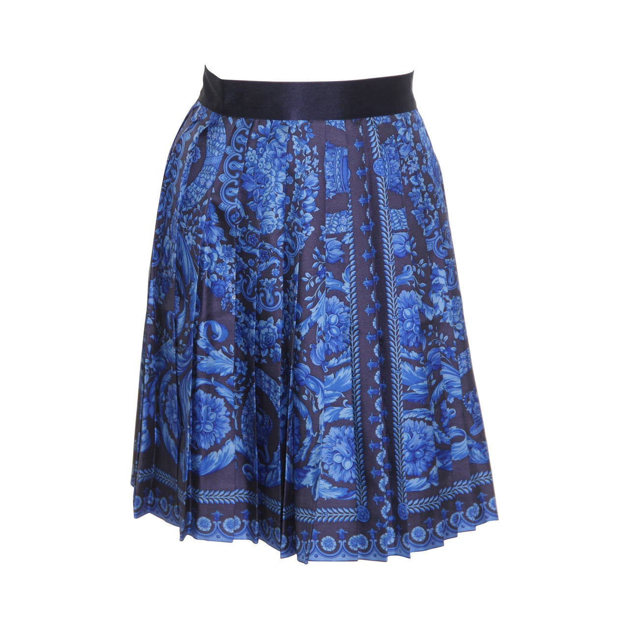 Gianni Versace Silk Baroque Printed Pleated Skirt Fall 1991 For Sale