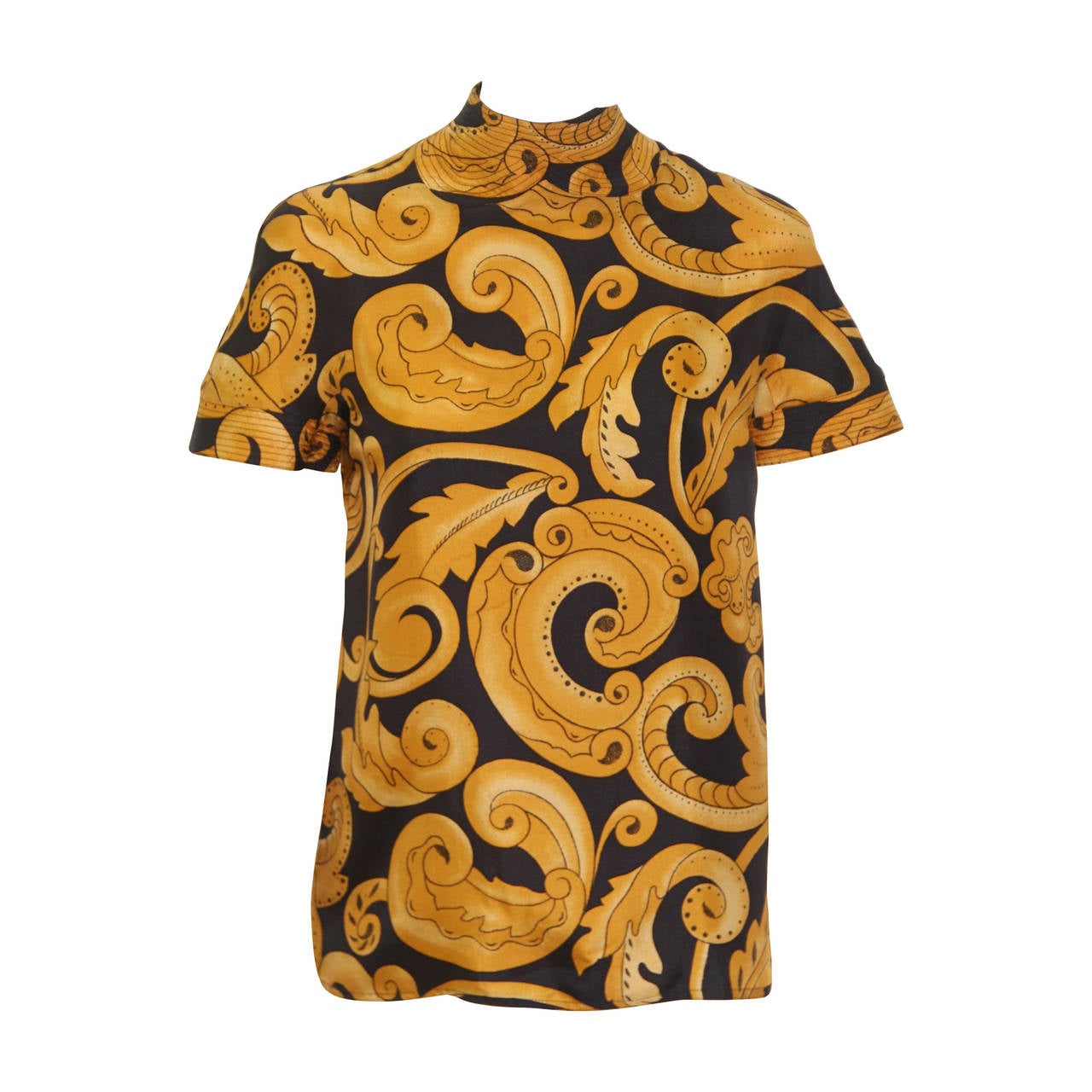 Gianni Versace Baroque Printed Silk Top Fall 1991 For Sale