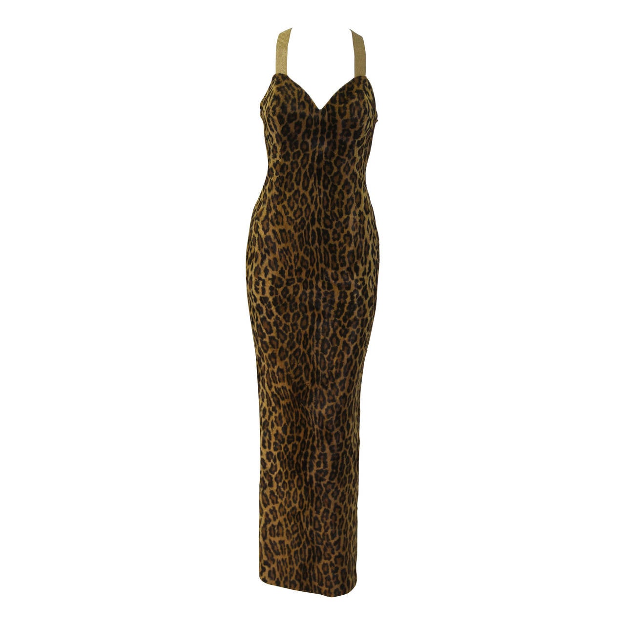 Museum Quality Gianni Versace Animal Print Fur Evening Gown 1994 For Sale