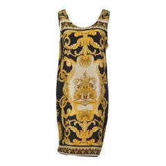 Iconic Gianni Versace Baroque Printed Silk Shift Dress Spring 1992