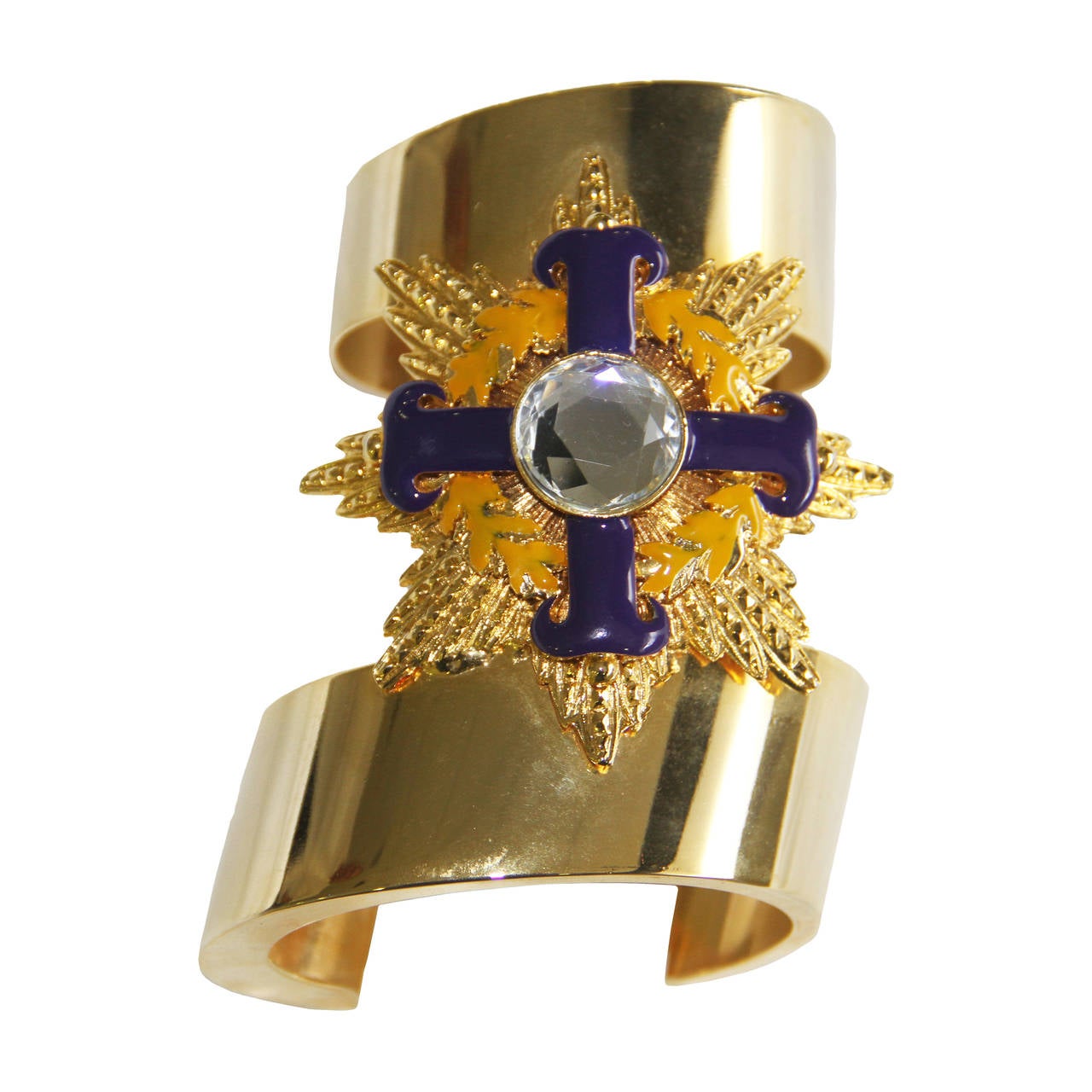 Iconic Gianni Versace Oversized Metal Jewelled Cuff Fall 1991 For Sale