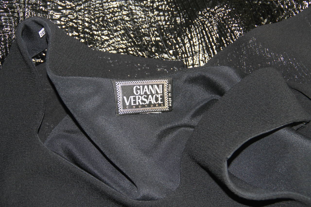 Gianni Versace Patent Leather Chiffon Dress Fall 1994 In New Condition For Sale In W1, GB