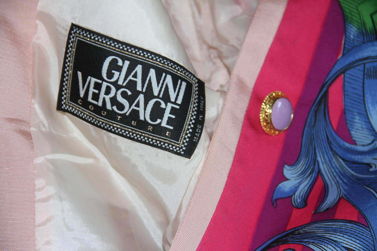 Brown Gianni Versace Seashell Baroque Printed Jacket Spring 1992 For Sale