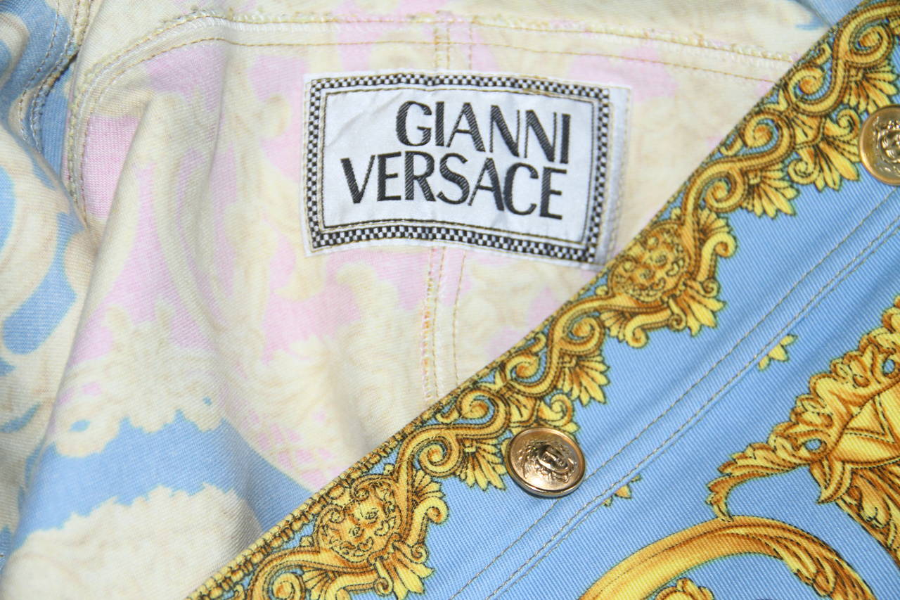 Brown Gianni Versace Baroque Printed Short Jacket Spring 1992 For Sale