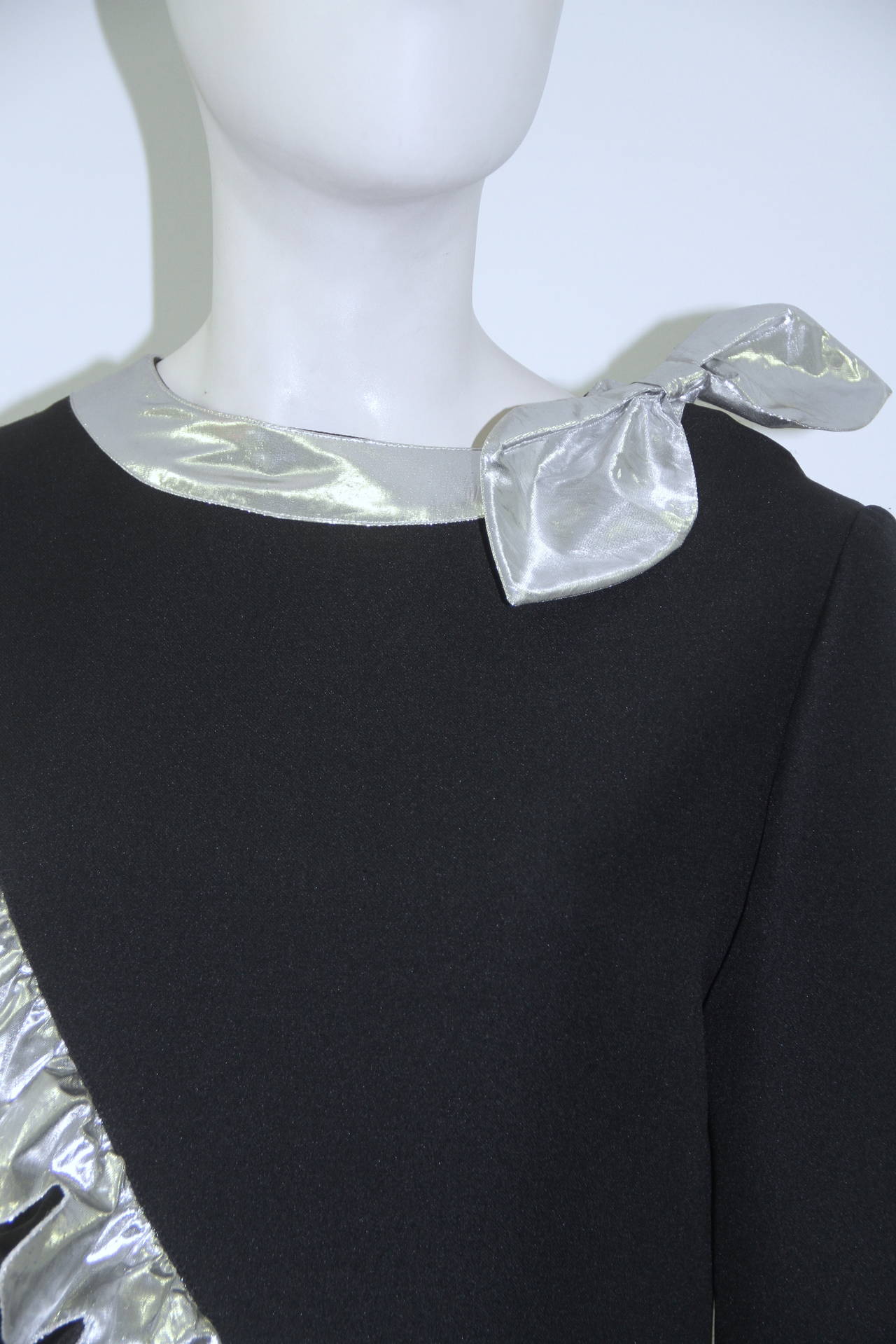 Museum Quality Courreges Metallic Ruffle Sash Evening Gown 1970's In New Condition For Sale In W1, GB