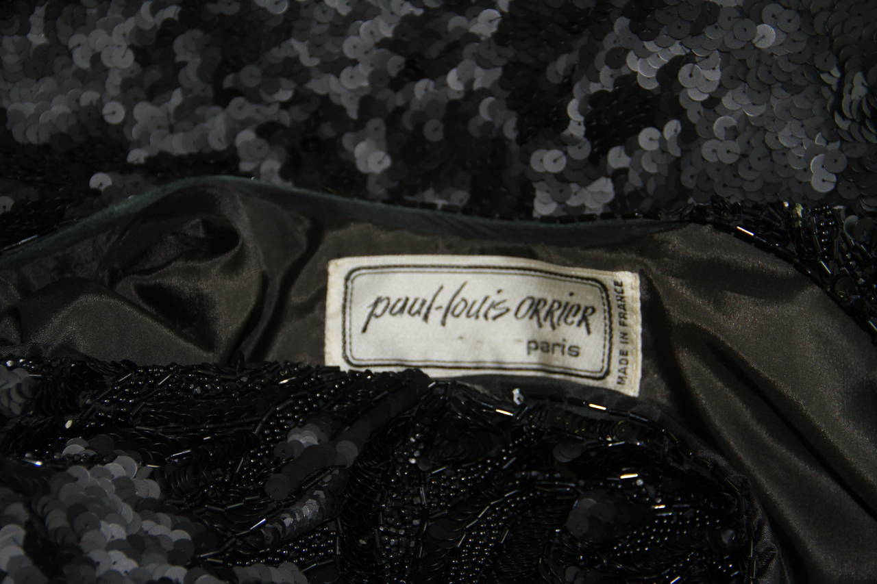 Rare Paul-Louis Orrier Plunge Sequin Wrap Cocktail Dress 1980's In New Condition For Sale In W1, GB