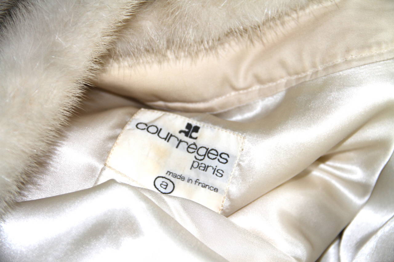 A very rare Courreges zip front coat, with Finnish mink collar and all-over mink panel detailing. 

Marked a size a (style - 28000).

Made in France.