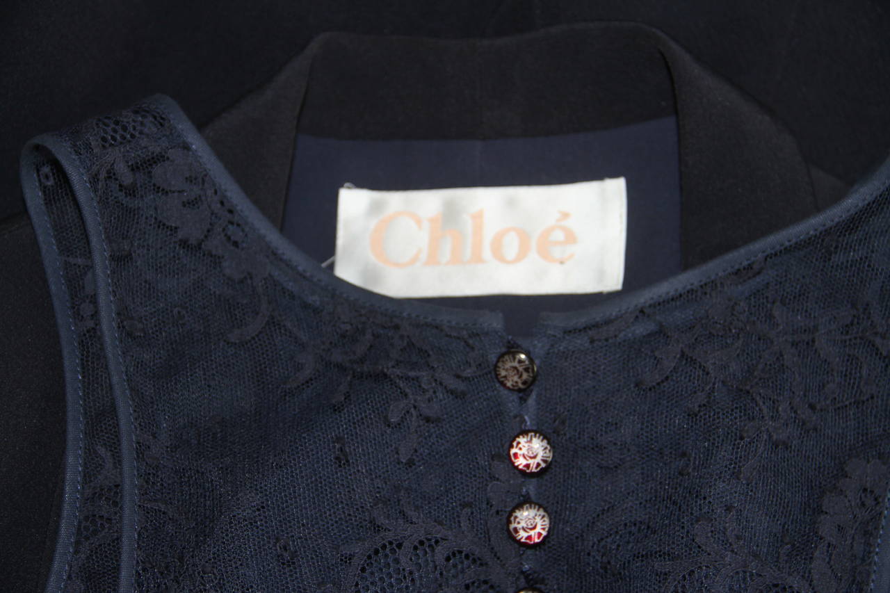 Women's Chloe Silk Embroidered Lace Ensemble 1990's For Sale