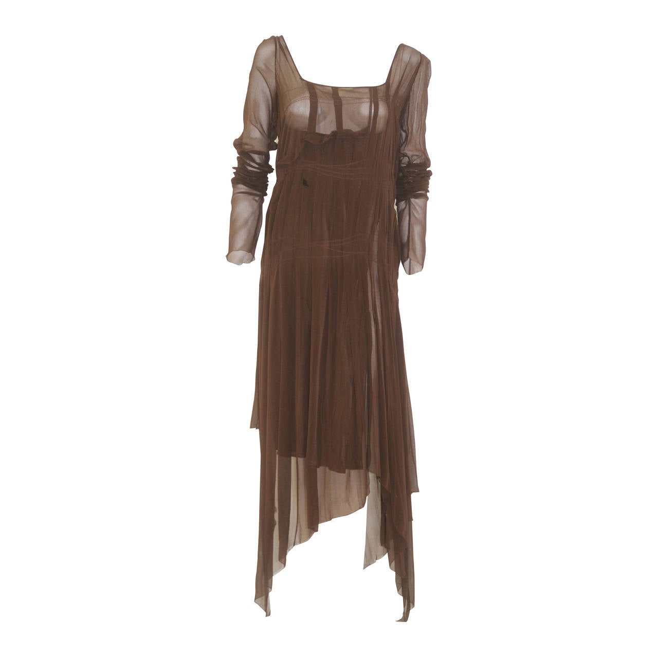 Jean-Paul Gaultier Sheer Silk Chiffon Layered Dress 1990's For Sale