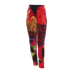 Gianni Versace Printed Velvet Stretch Leggings Fall 1990