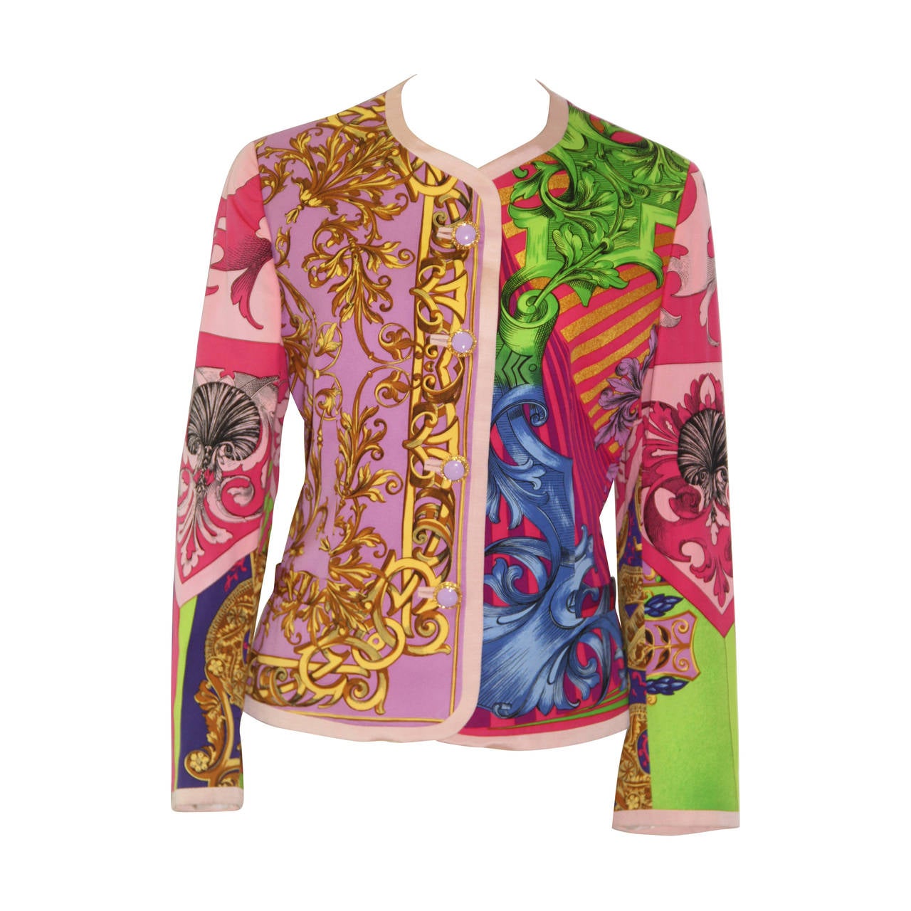 Gianni Versace Seashell Baroque Printed Jacket Spring 1992 For Sale