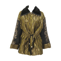 Rare Gianni Versace Silk Metallic Embroidered Parka Jacket Fall 1990