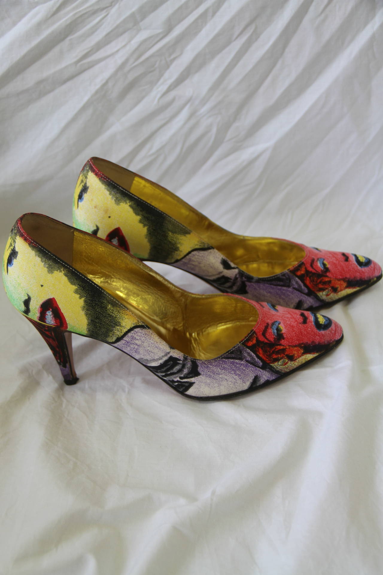 Iconic Gianni Versace Marilyn Printed Shoes Spring 1991 In Excellent Condition In W1, GB