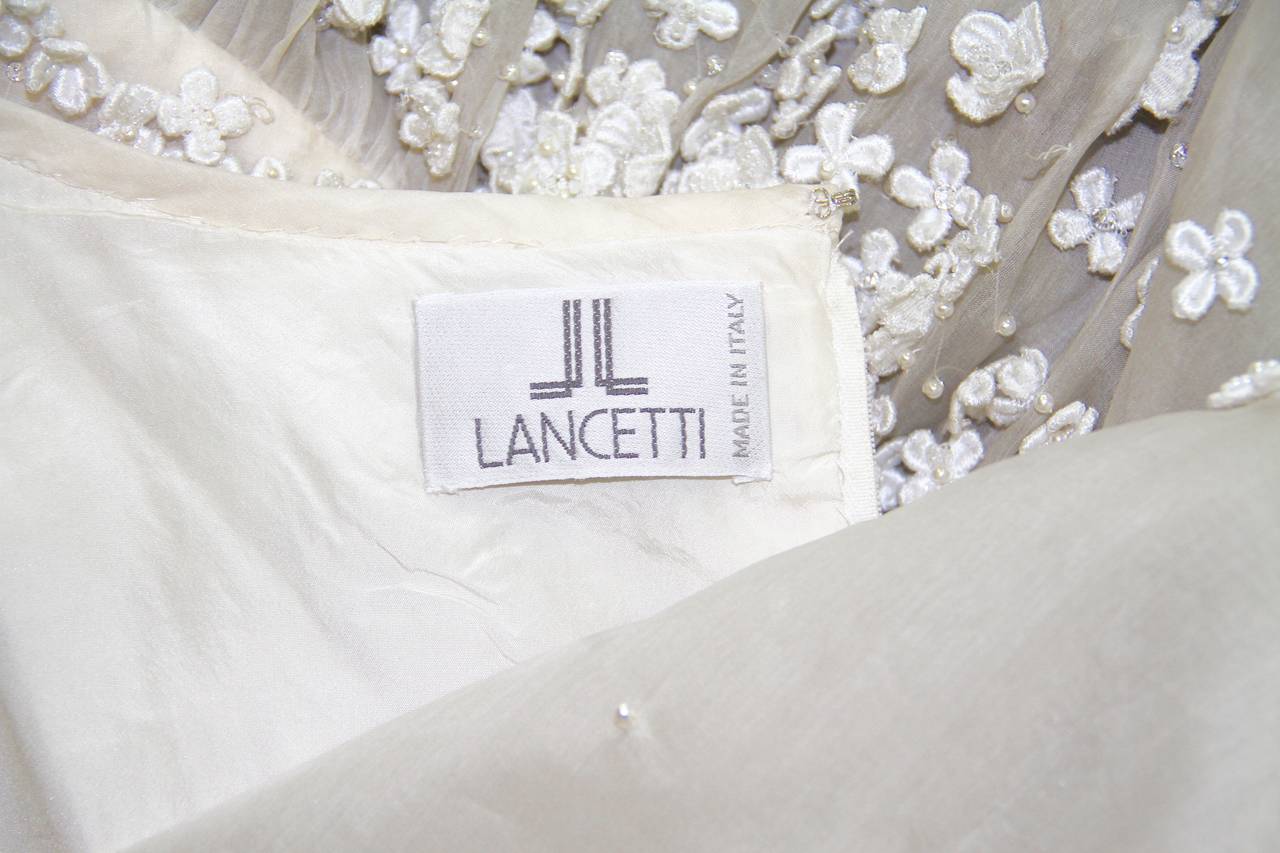 Important Pino Lancetti  Hand Embroidered Wedding Gown 1992 In New Condition For Sale In W1, GB