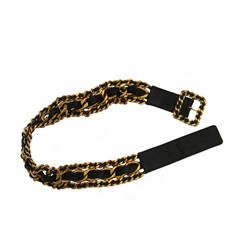 Chanel Woven Leather Chain Buckle Belt