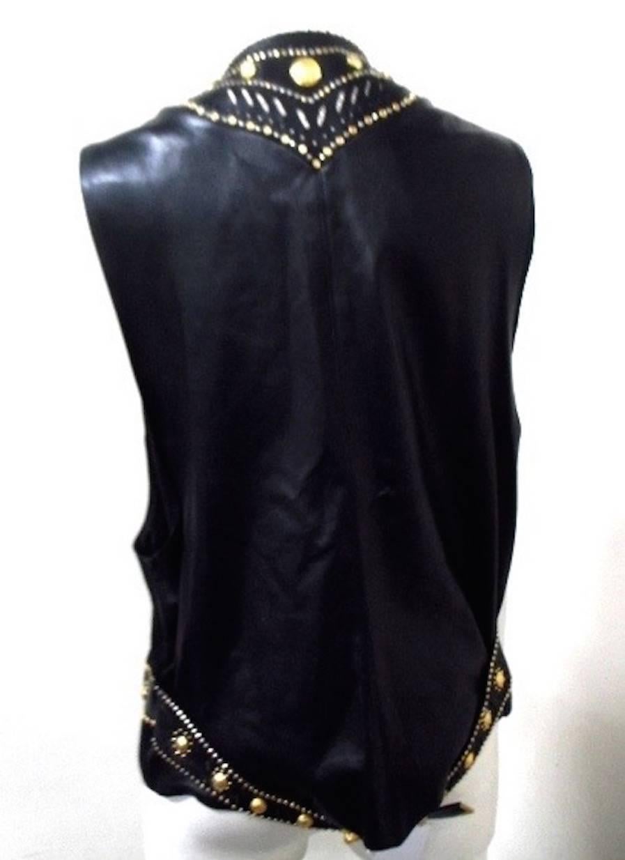 Black Museum Quality Gianni Versace Men's Bondage Studded Vest Spring 1993 For Sale