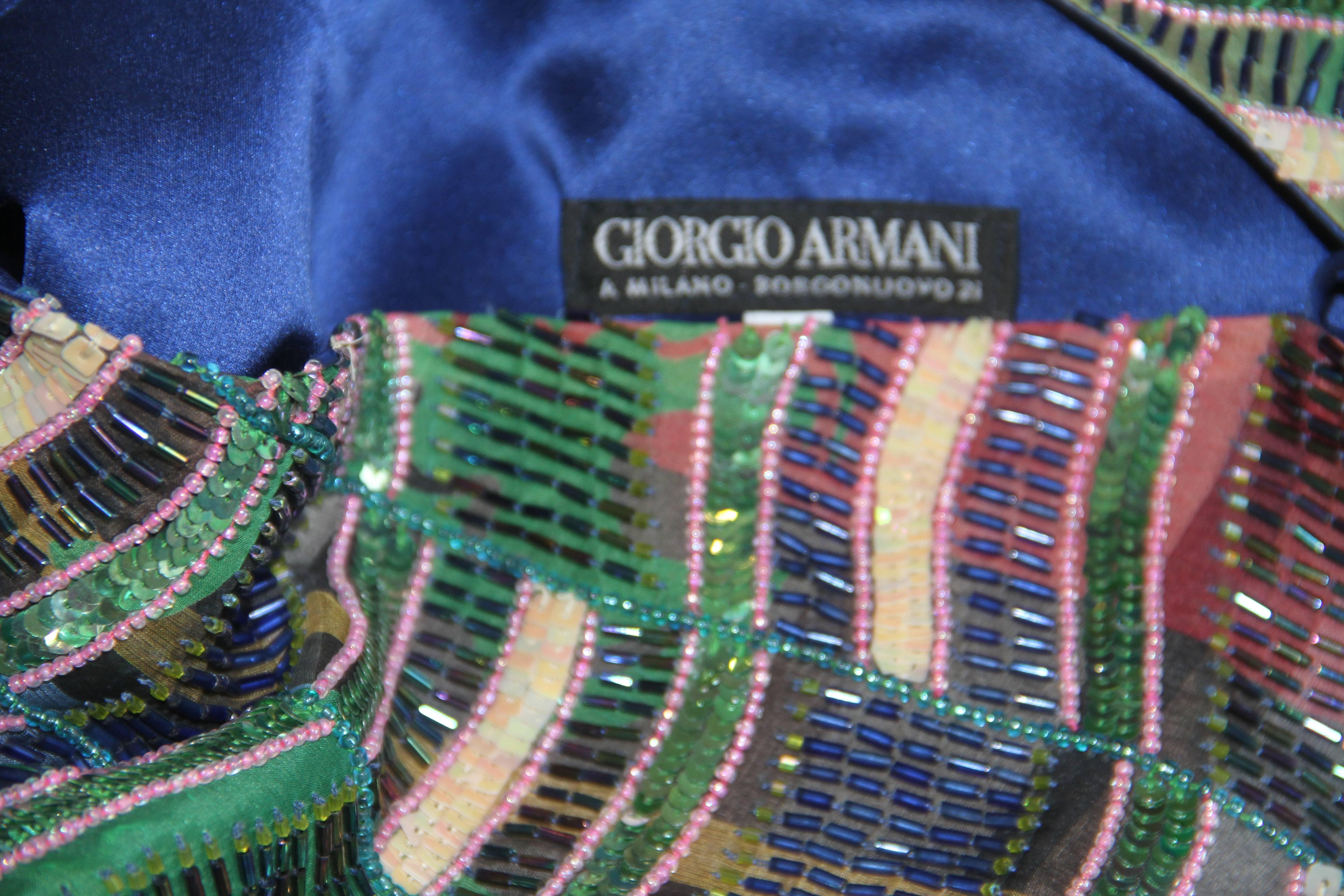 Giorgio Armani Black Label Beaded Evening Jacket 1990's In Excellent Condition For Sale In W1, GB