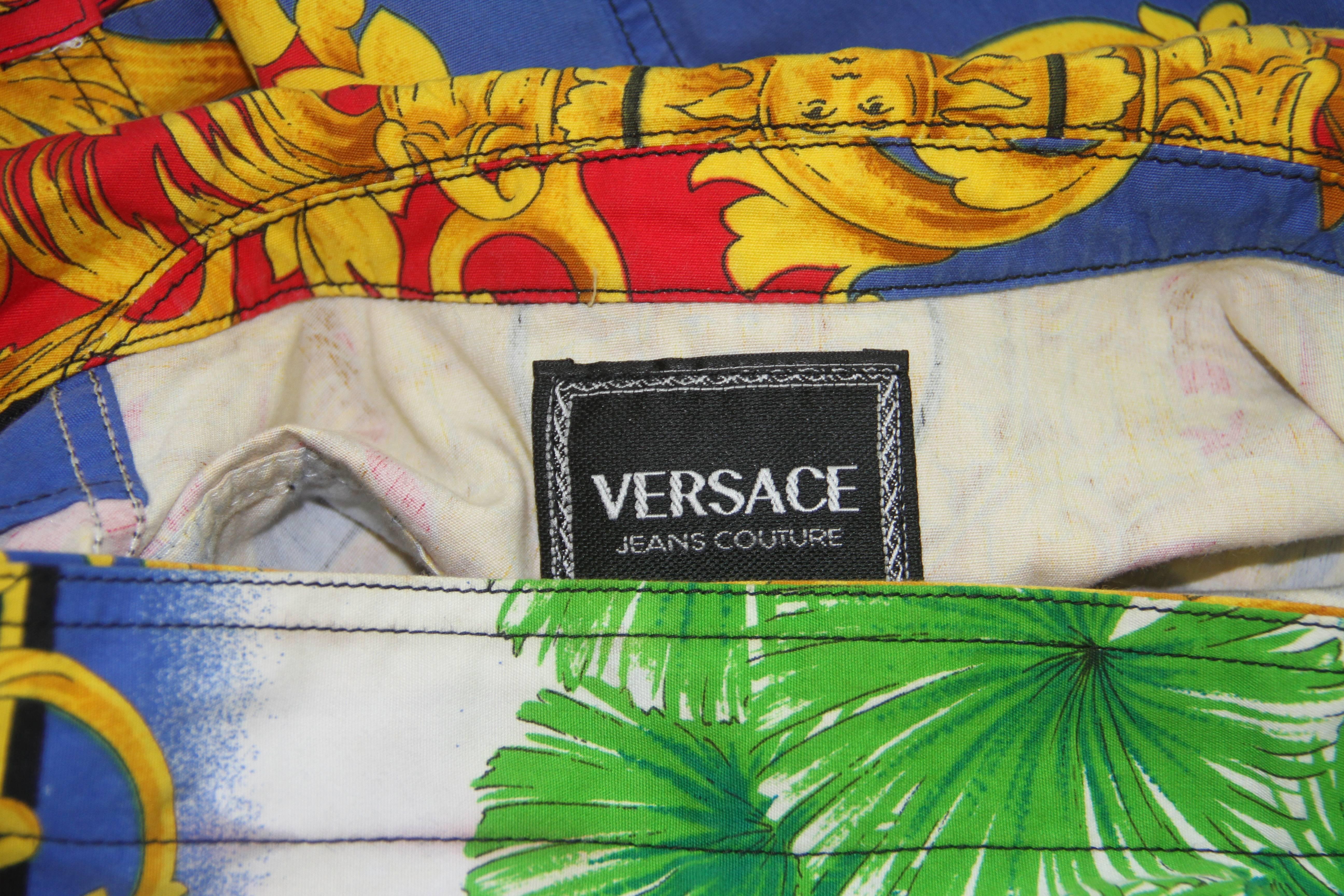 Gianni Versace Sun Baroque Printed Cotton Jacket Spring 1993 In Excellent Condition For Sale In W1, GB