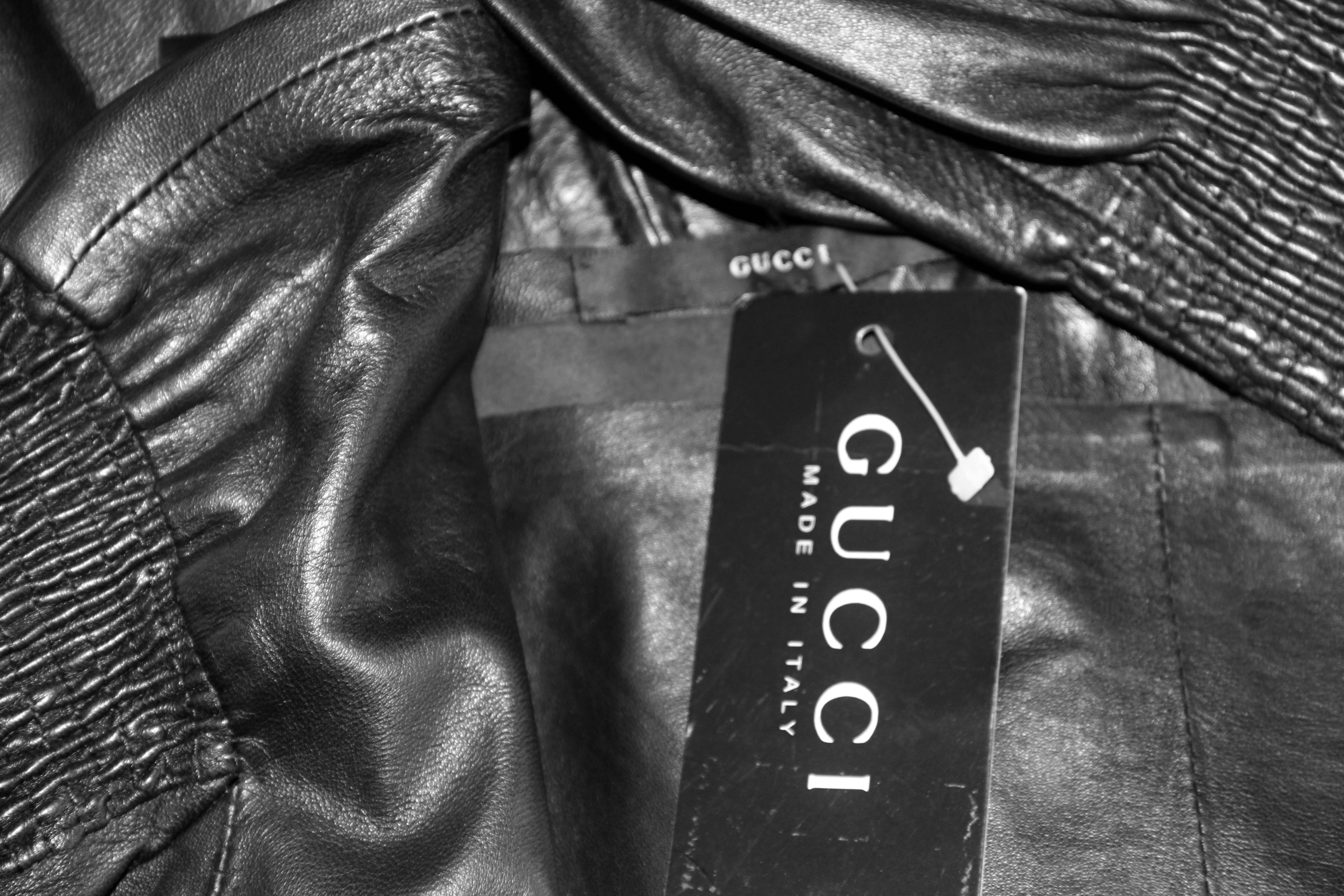 Iconic Tom Ford For Gucci black leather tunic from the Fall 1999 collection.

The tunic is new with the original tags.

Marked an Italian size 42.

Manufacturer - Zamasport S.p.a.