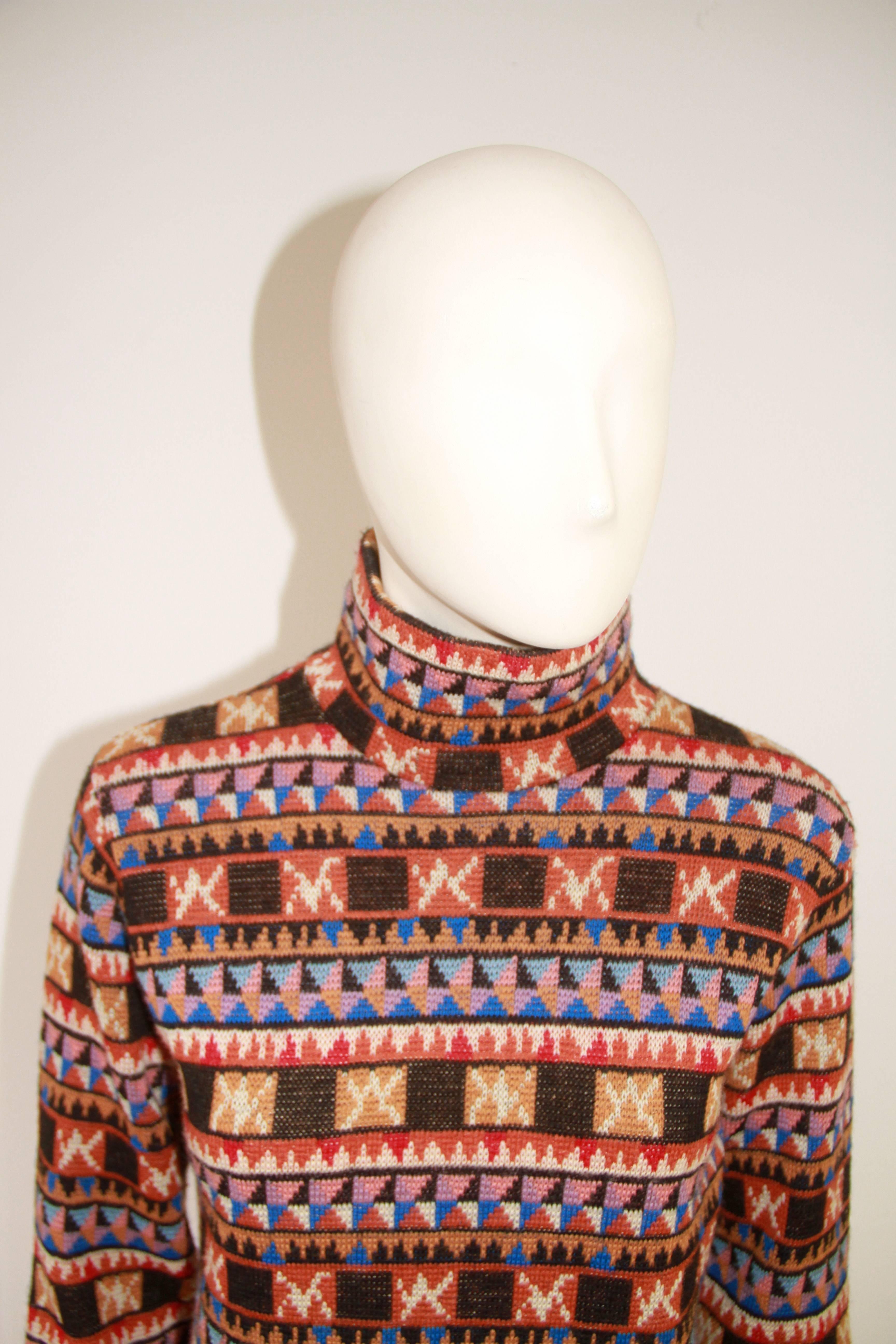 Important and extremely rare Bill GIbb and Kaffee Fassett knit sweater from the Fall 1976 