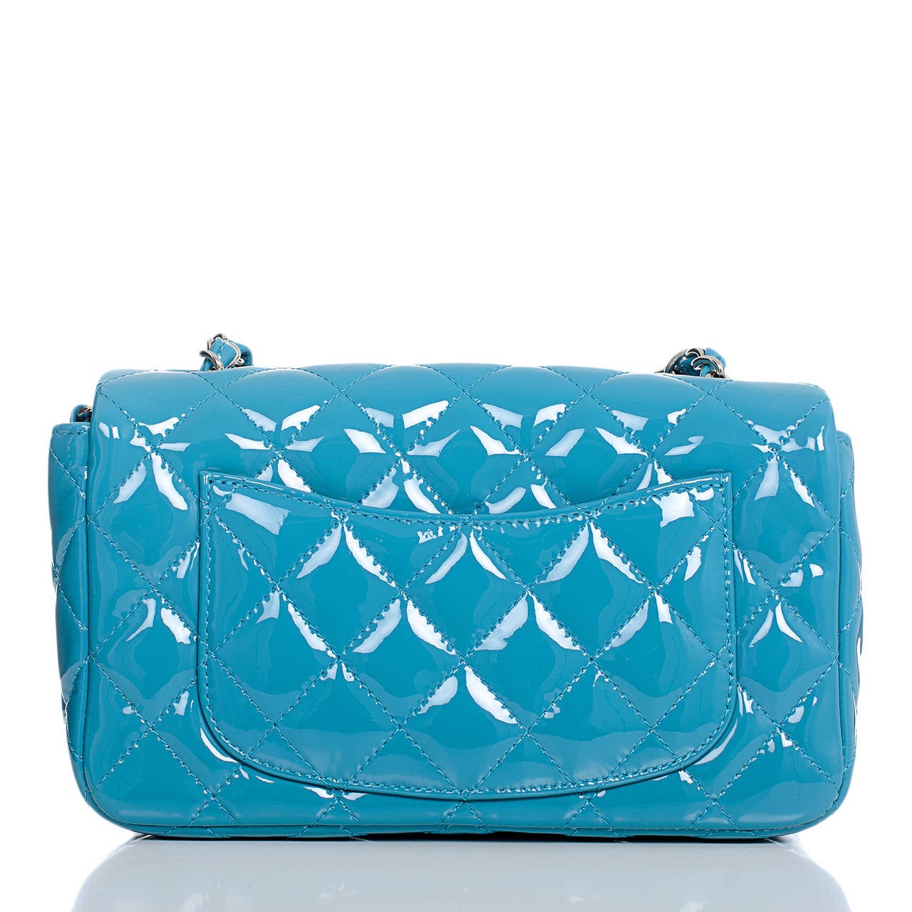 Chanel Turquoise Quilted Patent Small Classic Flap Bag at 1stDibs