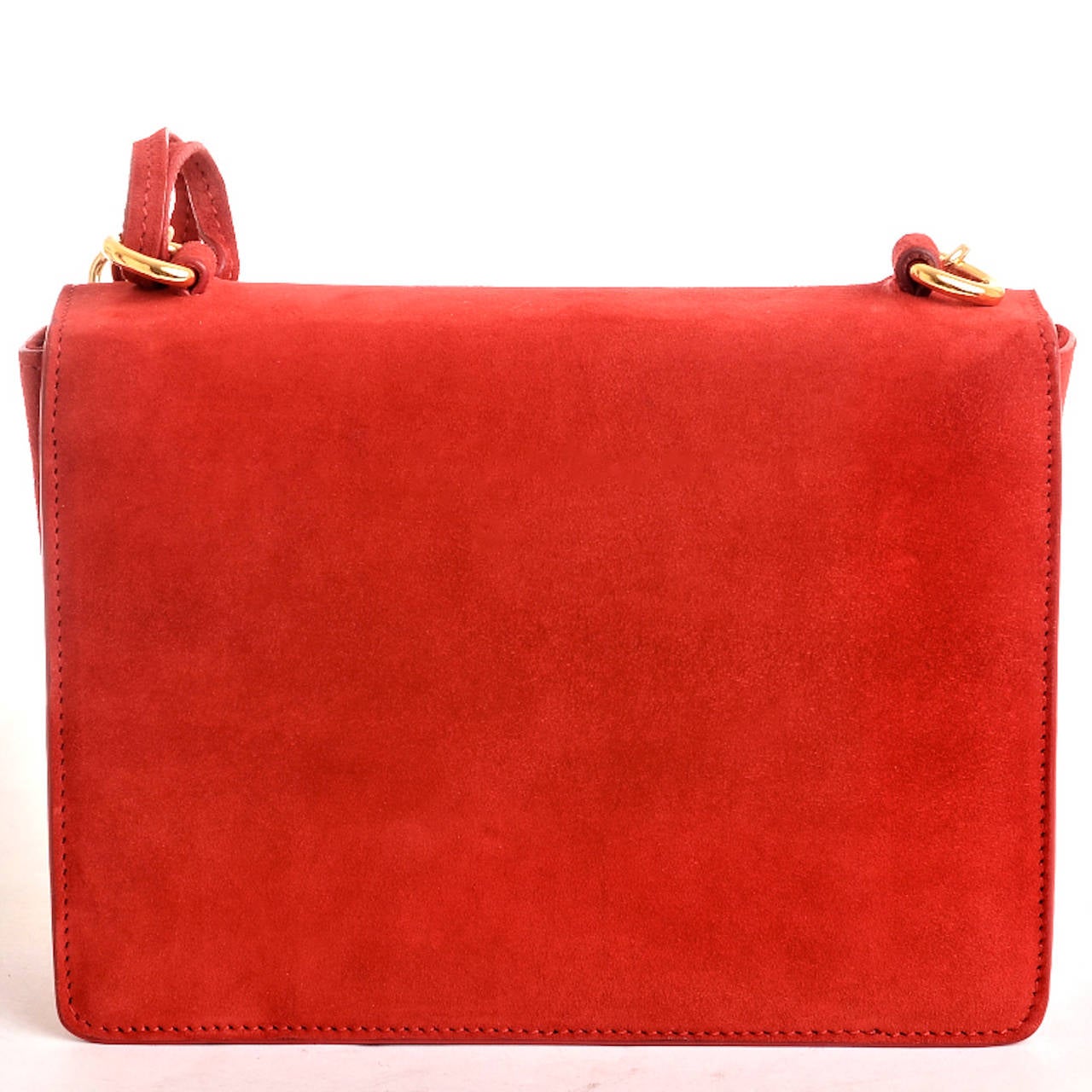 Ralph Lauren Red Suede Ricky Chain Bag In New Condition In New York, NY