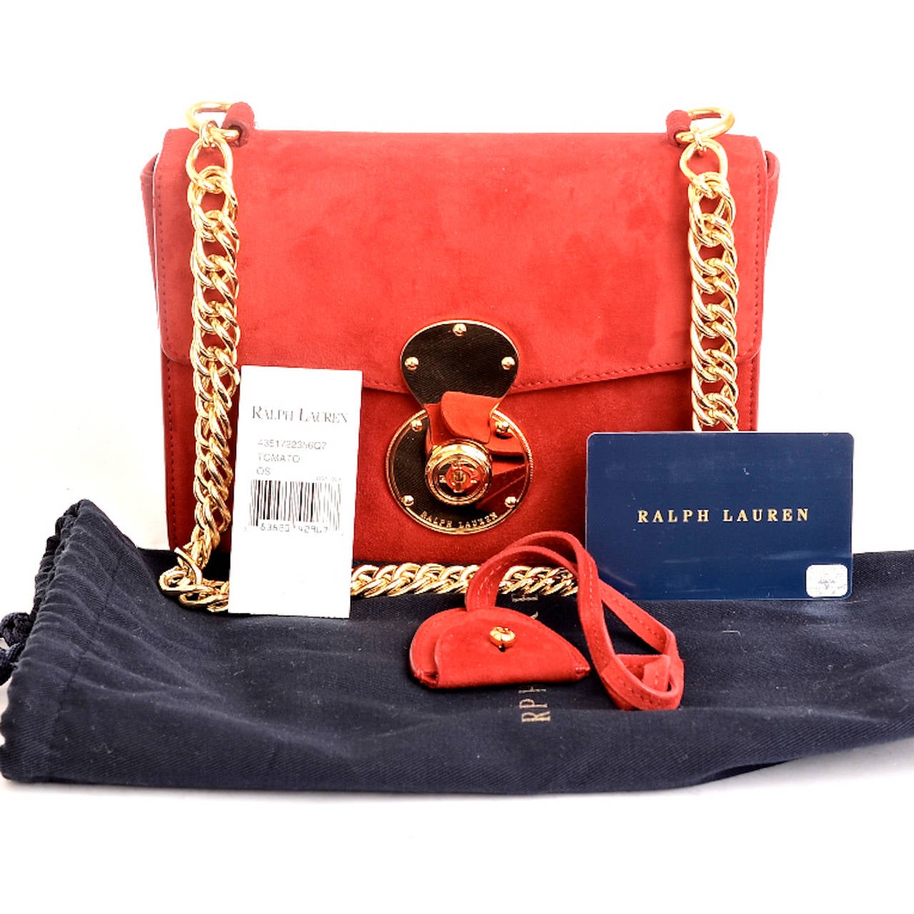 Ralph Lauren Red Suede Ricky Chain Bag 5