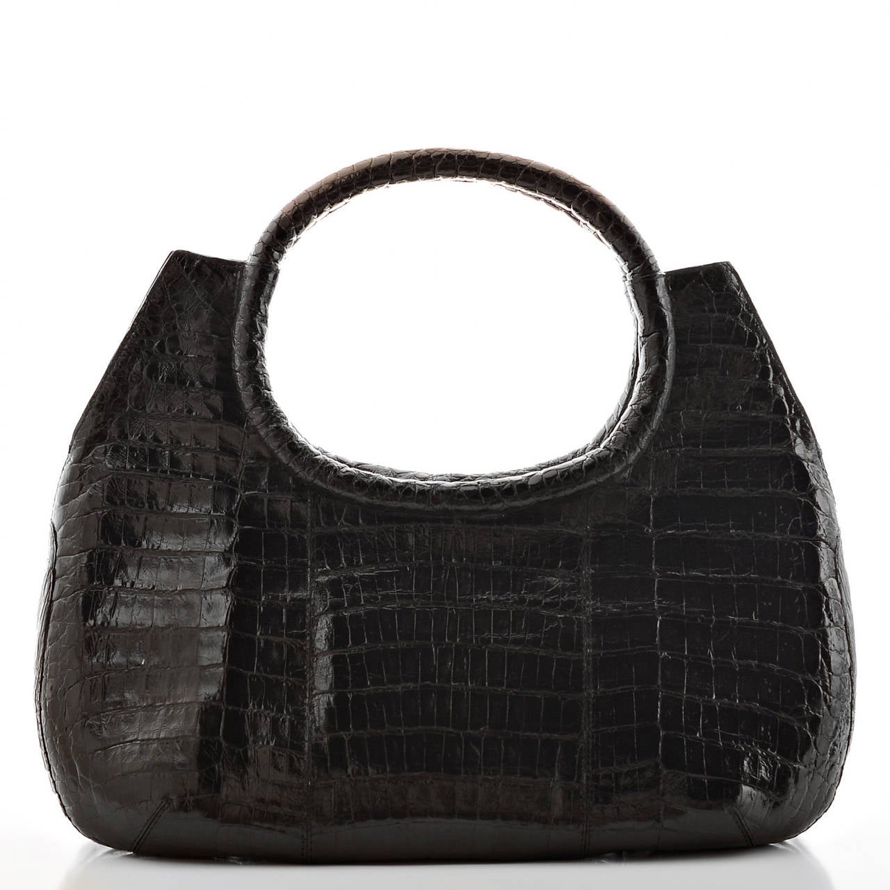 Women's Nancy Gonzalez Black Caiman Crocodile Top Handle Bag