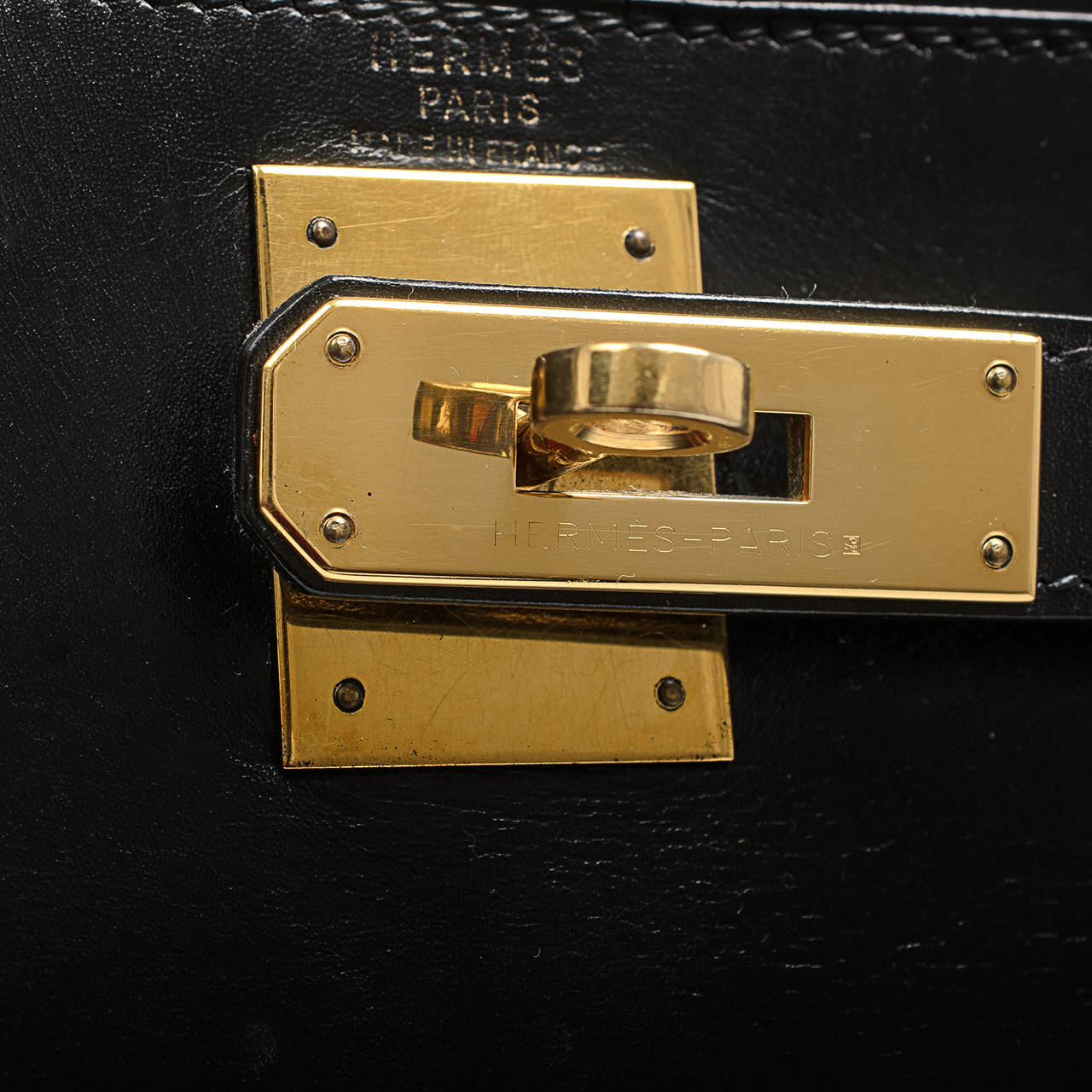 Hermes Vintage Black Box Kelly Sellier 28cm Gold Hardware 1