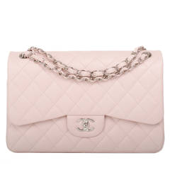 Chanel Baby Pink Quilted Caviar Jumbo Classic 2.55 Double Flap Bag