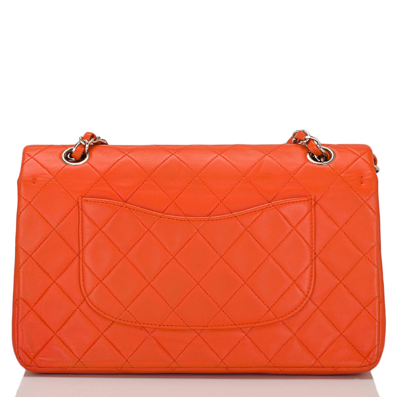 Chanel Vintage Orange Lambskin Large Classic Double Flap Bag at 1stDibs