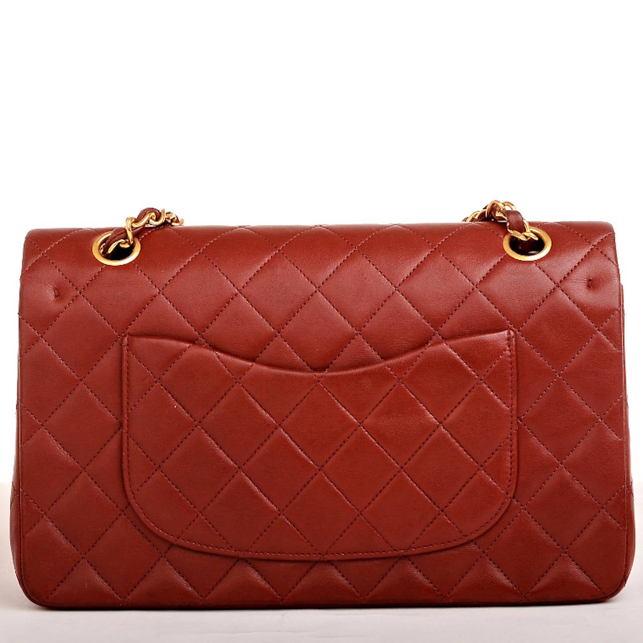 Women's Chanel Vintage Dark Red Lambskin Large Classic Double Flap Bag