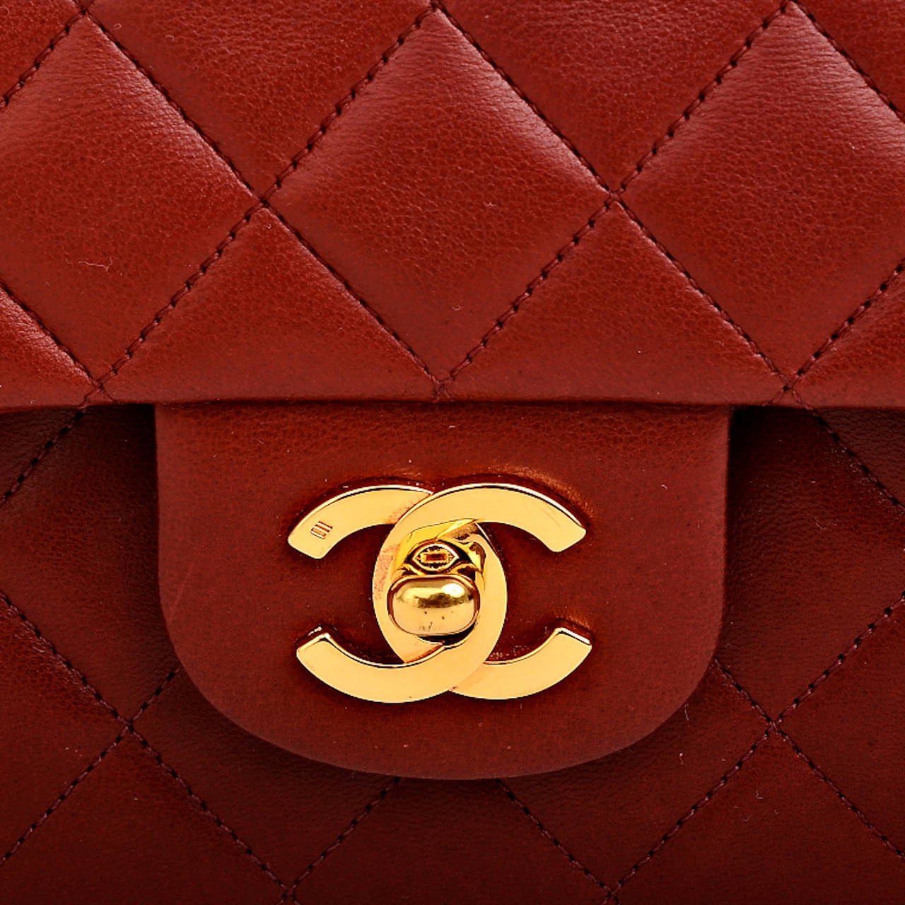 Chanel Vintage Dark Red Lambskin Large Classic Double Flap Bag 2