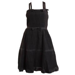 Chanel 08A Black Ribbed Bow Cocktail Evening Dress FR 40 US 8