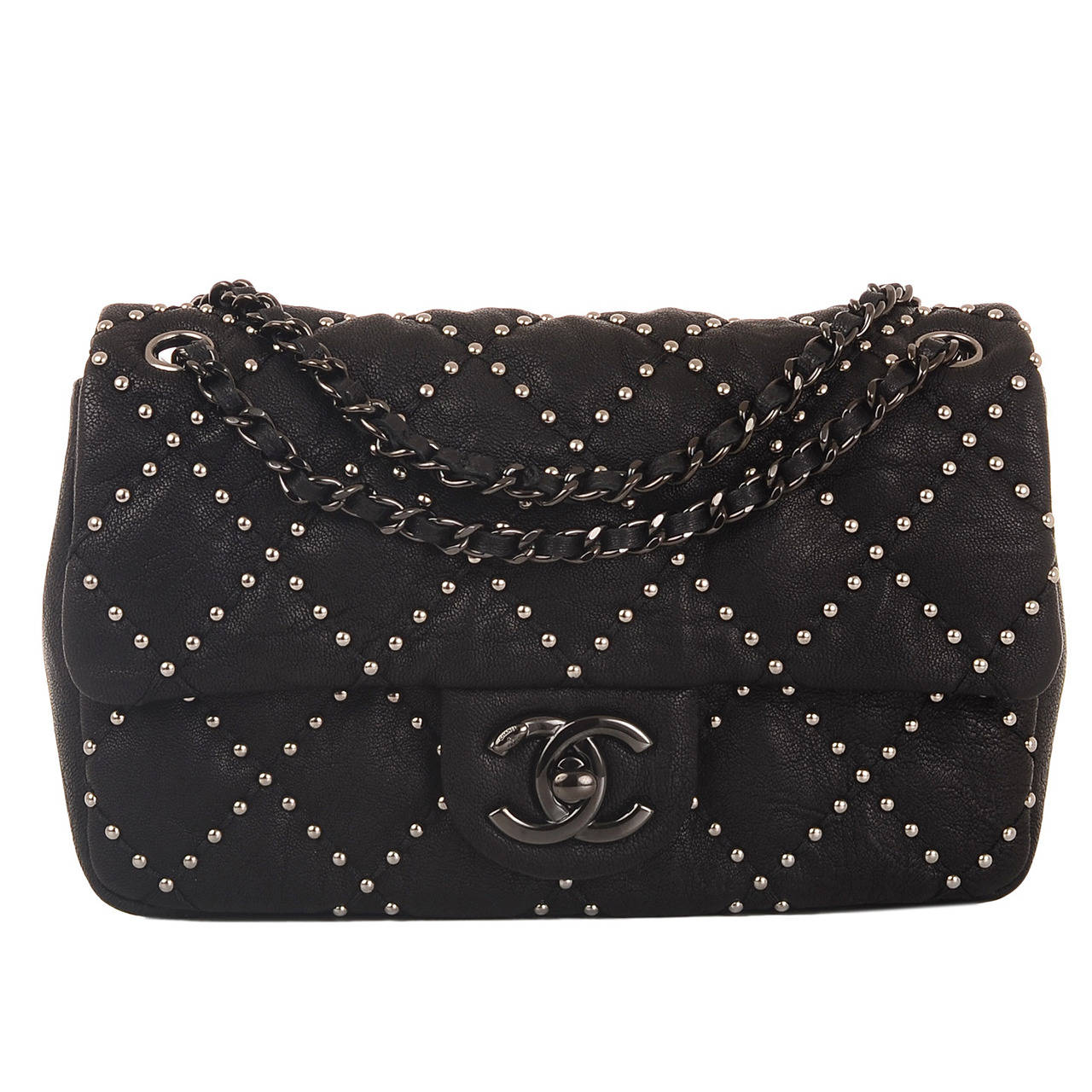 chanel black lambskin small studded flap bag at 1stdibs chanel black lambskin small studded flap bag at 1stdibs