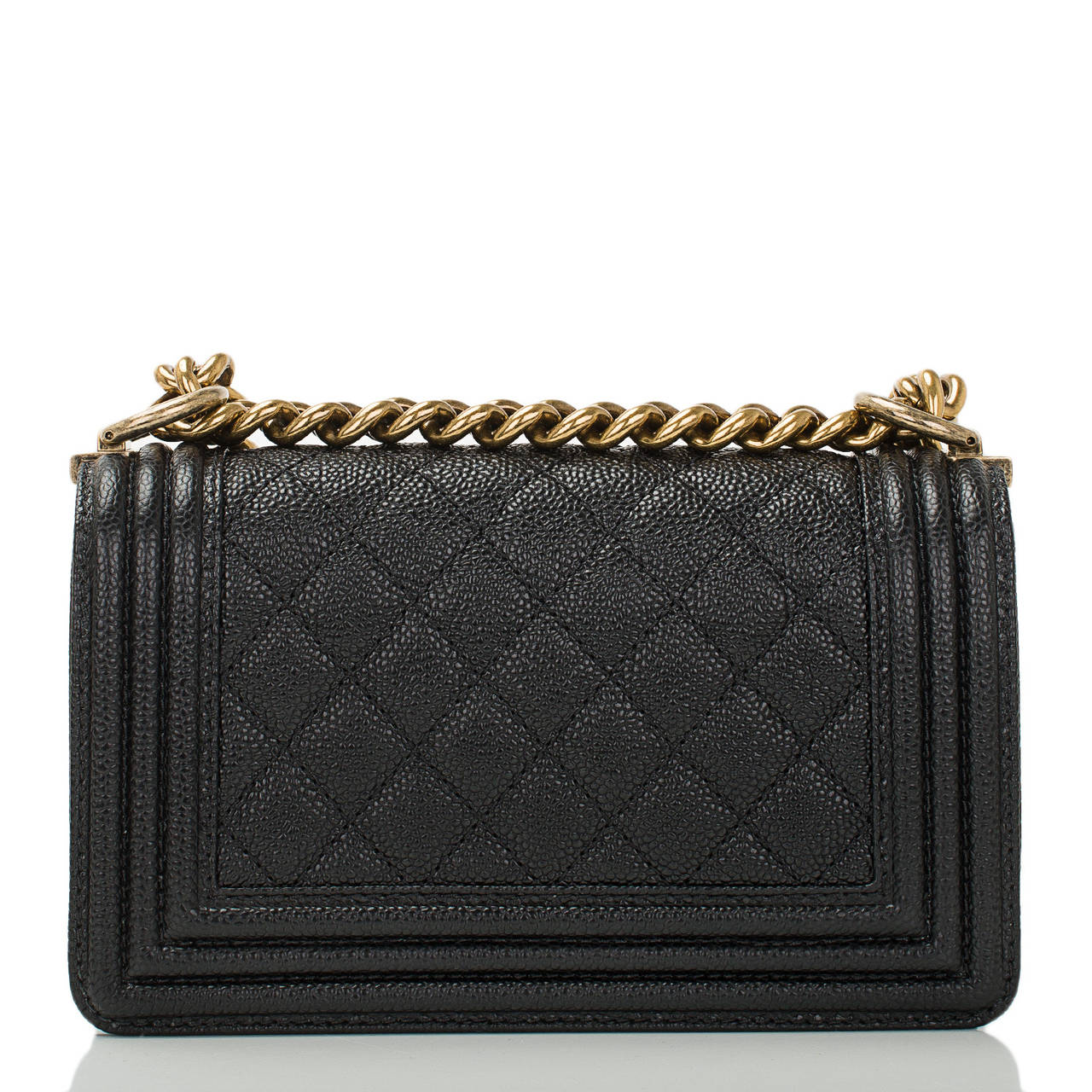 Chanel Black Quilted Caviar Small Boy Bag Gold Hardware In New Condition In New York, NY