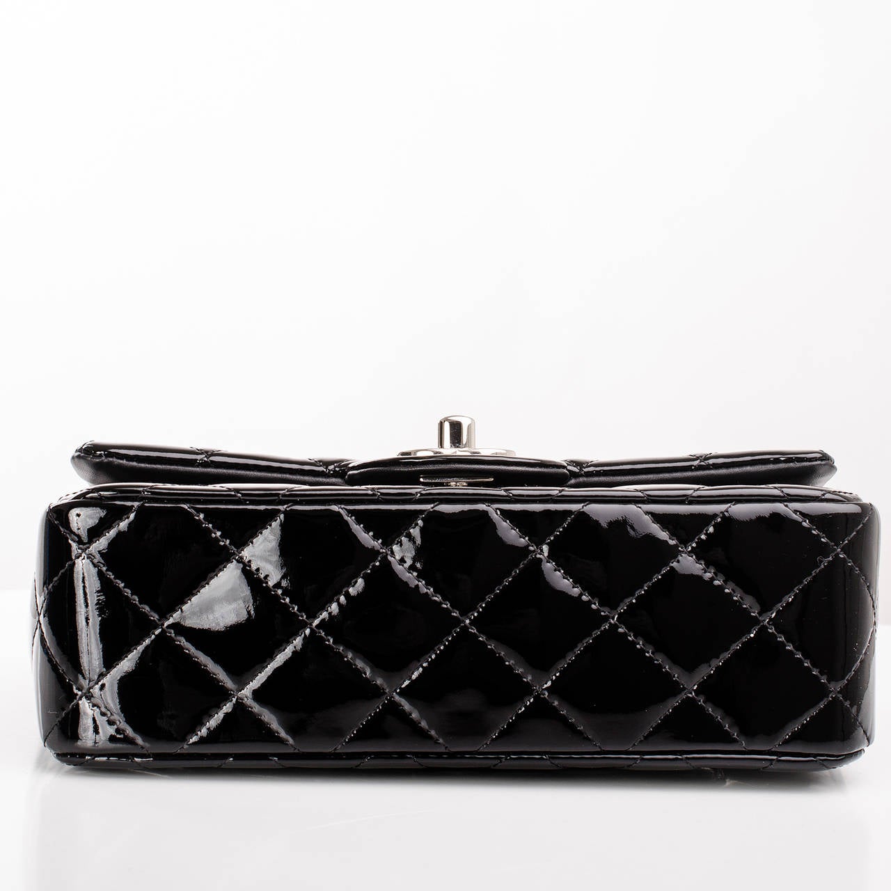 Chanel Black Quilted Patent Small Classic Flap Bag In New Condition In New York, NY