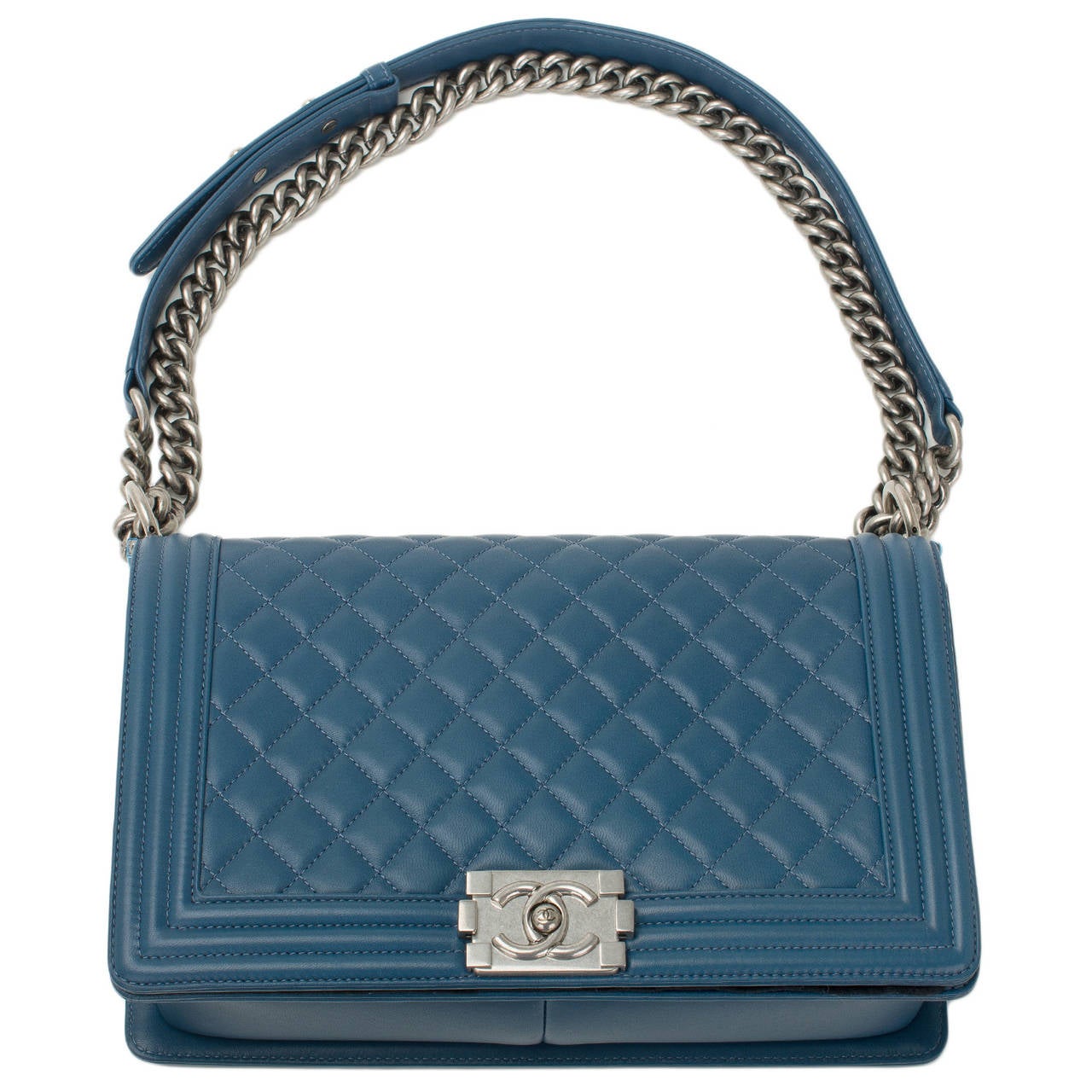 Chanel Blue Lambskin New Medium Boy Bag 1